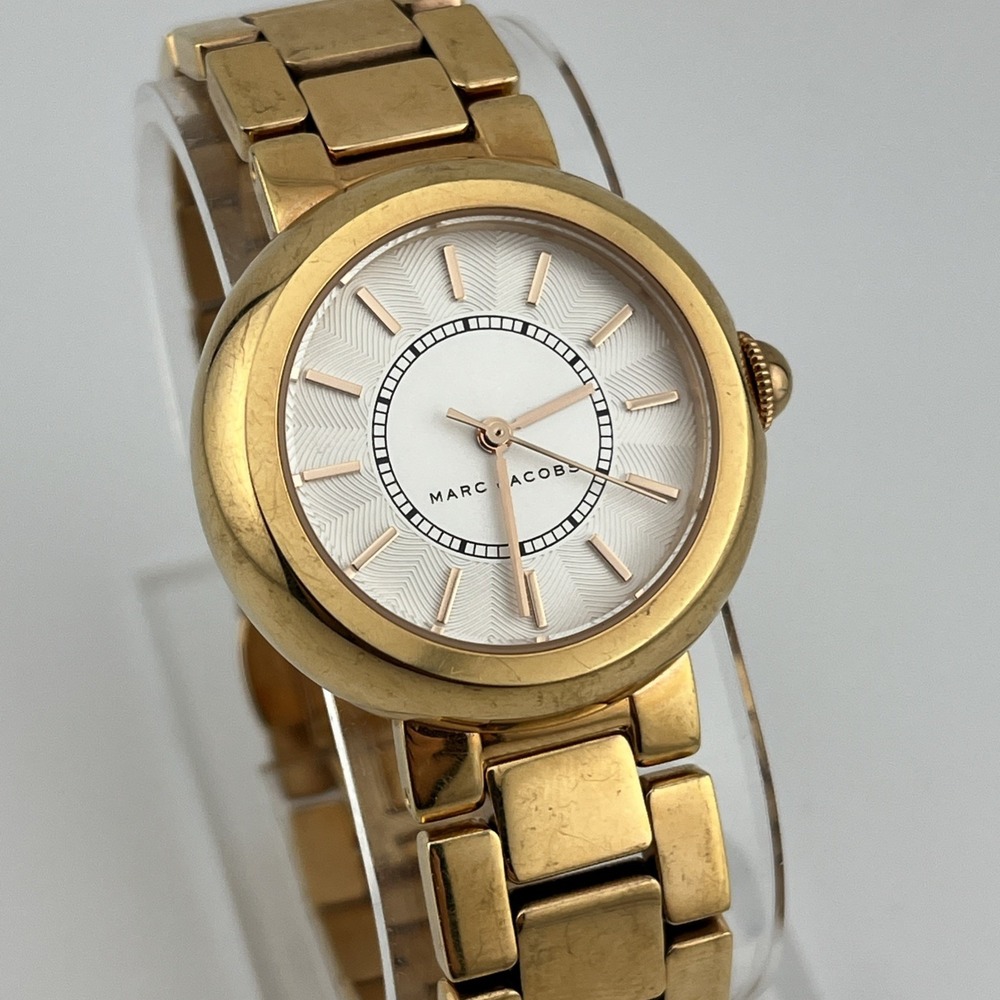 Marc Jacobs Courtney Watch 34mm Case Rose Gold 7.5" Band MJ3466- New Battery